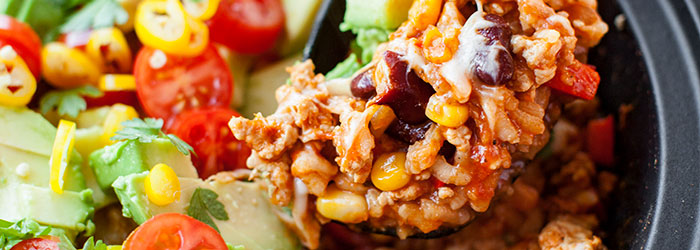 Chili z indykiem, warzywami i ryżem