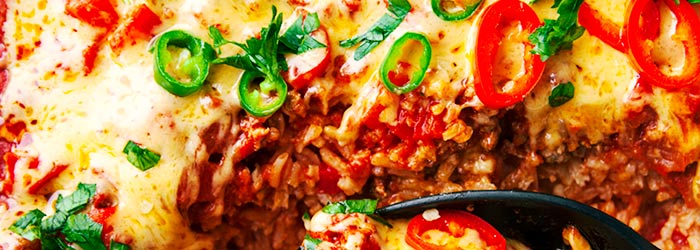 Danie jednogarnkowe z mielonym mięsem, papryką i ryżem