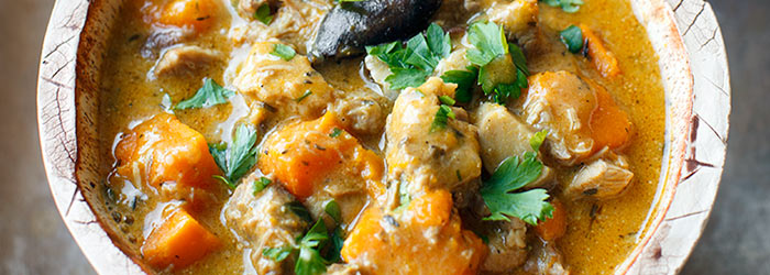 Gulasz z łopatki z dynią i grzybami