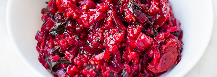 Kaszotto botwinkowe z chorizo