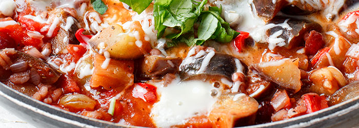 Kaszotto z bakłażanem i pomidorami