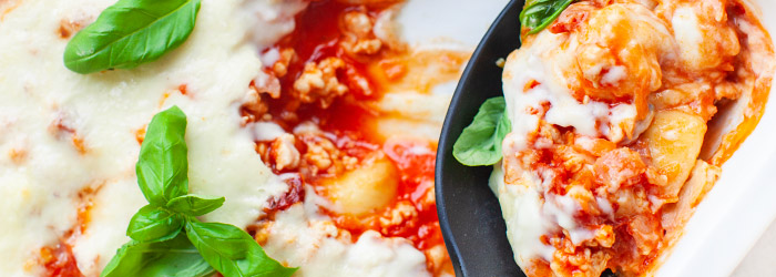 Kopytka zapiekane po bolońsku