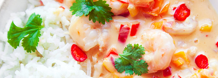 Krewetki w sosie limonkowo-kokosowym