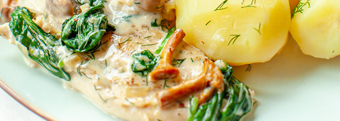 Kurczak z kurkami i szpinakiem