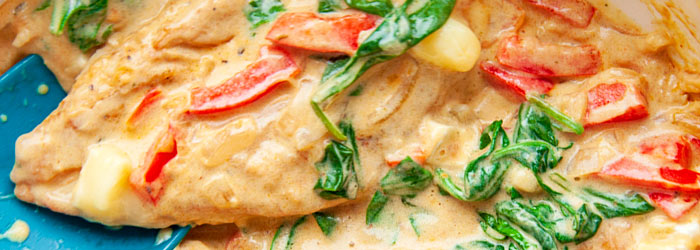 Kurczak z papryką i szpinakiem