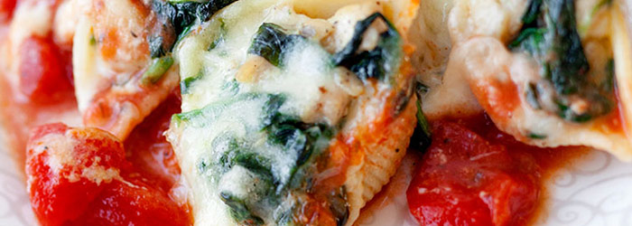 Muszle faszerowane kurczakiem i szpinakiem