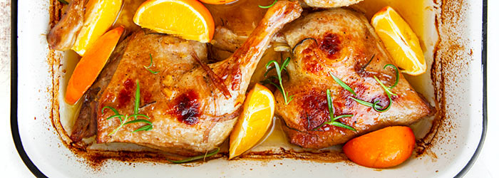 Pieczone udka kaczki z pomarańczami