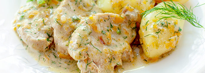 Polędwiczki wieprzowe w sosie koperkowym