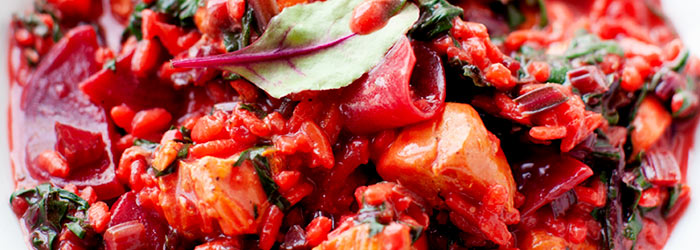 Risotto z botwinką i kurczakiem