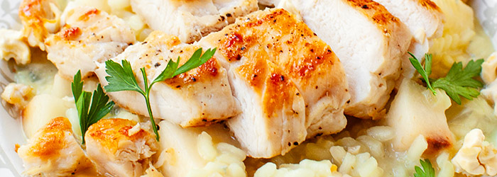 Risotto z gorgonzolą, gruszką i kurczakiem