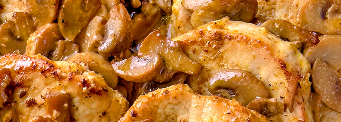 Schab pieczony z pieczarkami