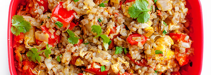 Zestaw lunchowy z kaszą gryczaną i warzywami