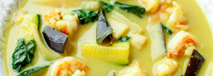 Zielone curry z krewetkami