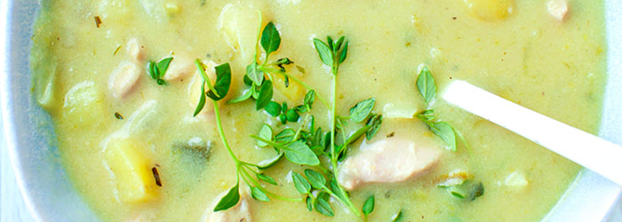 Zupa porowo-ziemniaczana z kurczakiem