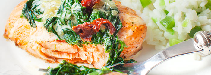 Łosoś ze szpinakiem